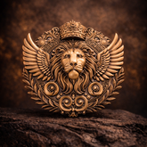 Regal Lion Crest Brooch