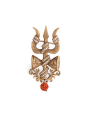 Divine Shiva Trishul Damru Antique Gold Brooch for Men