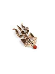 Crystal Damru Crest Brooch