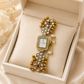 Gold-Tone Traditional Kashmiri Kundan Stonework Women’s Watch