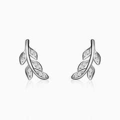Silver Zircon Leaf Set