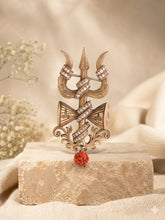 Divine Shiva Trishul Damru Antique Gold Brooch for Men
