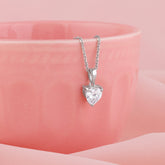 Silver Solitaire Heart Pendant with Link Chain