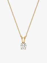 Golden Zircon Pendant with Link Chain