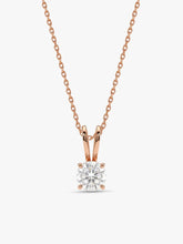 Rose Gold Zircon Pendant with Link Chain