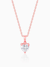 Rose Gold Solitaire Heart Pendant With Link Chain