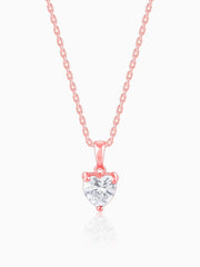 Rose Gold Solitaire Heart Pendant With Link Chain