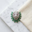 Emerald Lion Magnetic Brooch in Brass with Zircon Stones