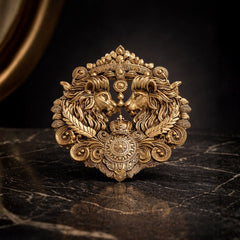 Antique Gold Lion Shield Brooch