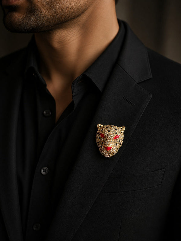Midnight Prowl Brooch – Gold Animal Statement Pin