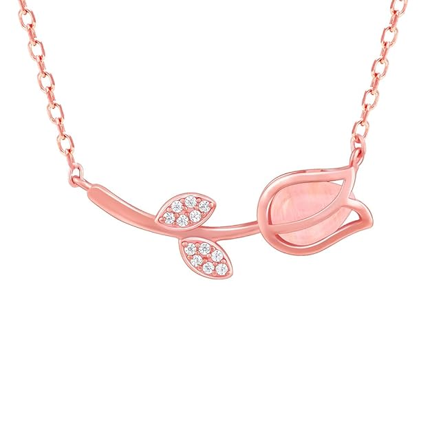 Rose Golden Crimson Heart Pendant with Link Chain for Women(ADJUSTABLE)