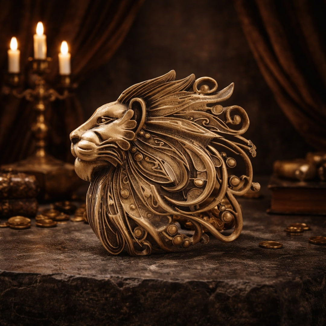 Super Simba Lion Antique Gold Brooch for Men Main image