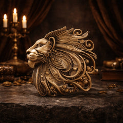 Super Simba Lion Antique Gold Brooch for Men