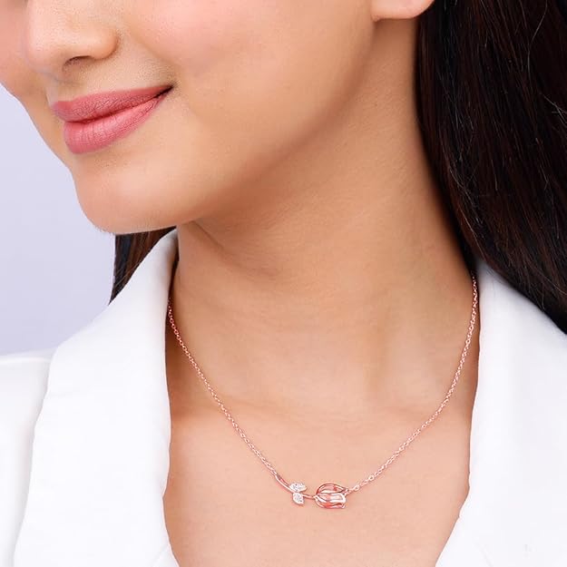 Rose Golden Crimson Heart Pendant with Link Chain for Women(ADJUSTABLE) Secondary image