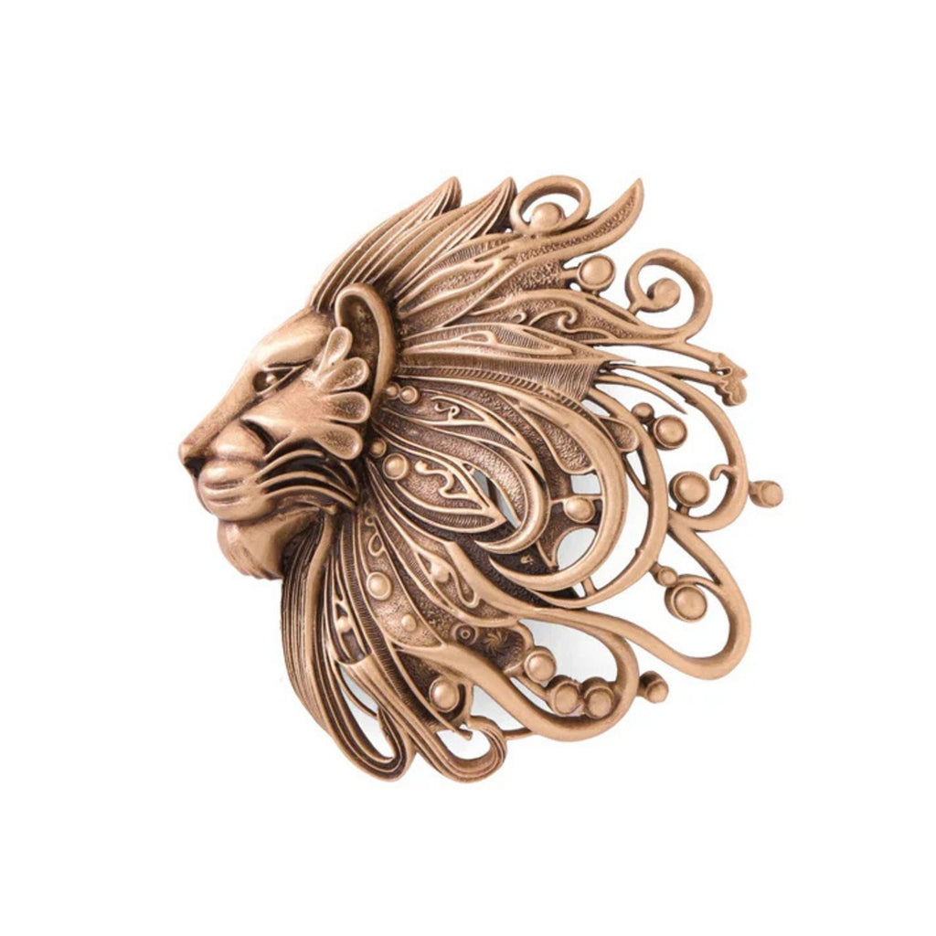 Super Simba Lion Antique Gold Brooch for Men