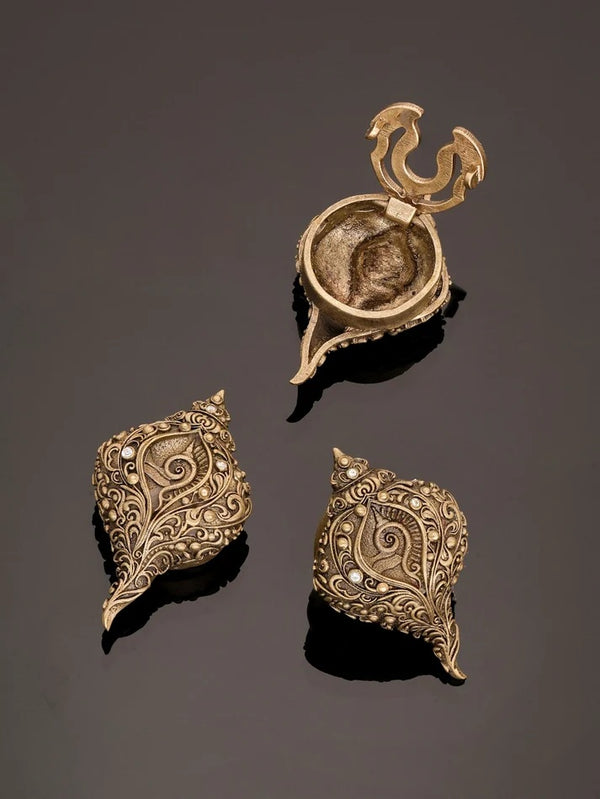 Sacred Shankh Button Cover Set Of 3