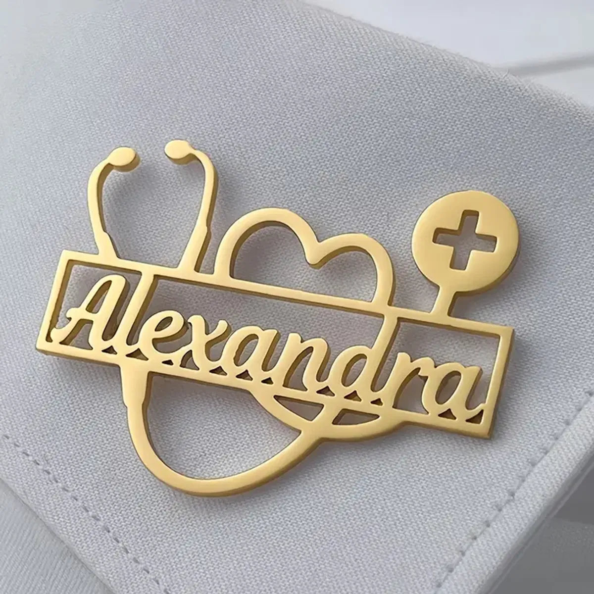 Personalized Stethoscope Logo Name Brooch