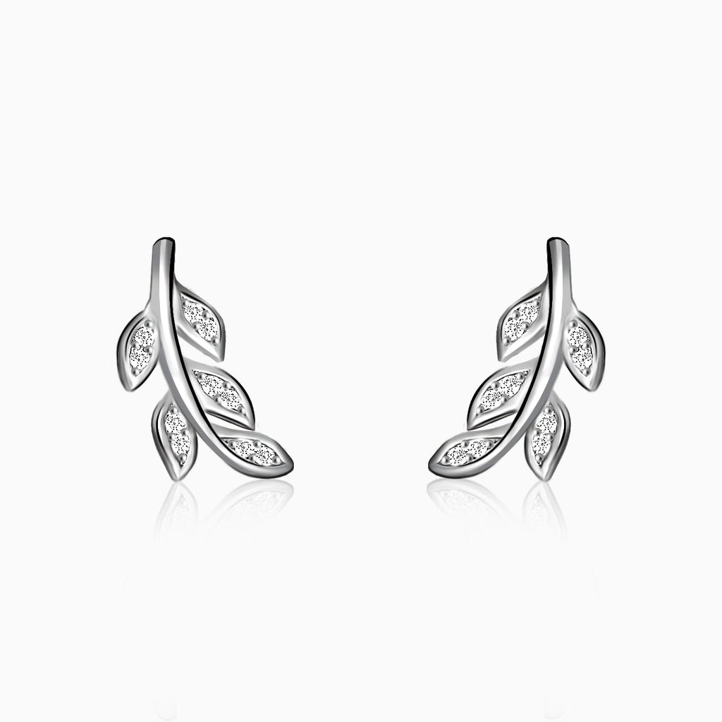 Silver Zircon Leaf Set