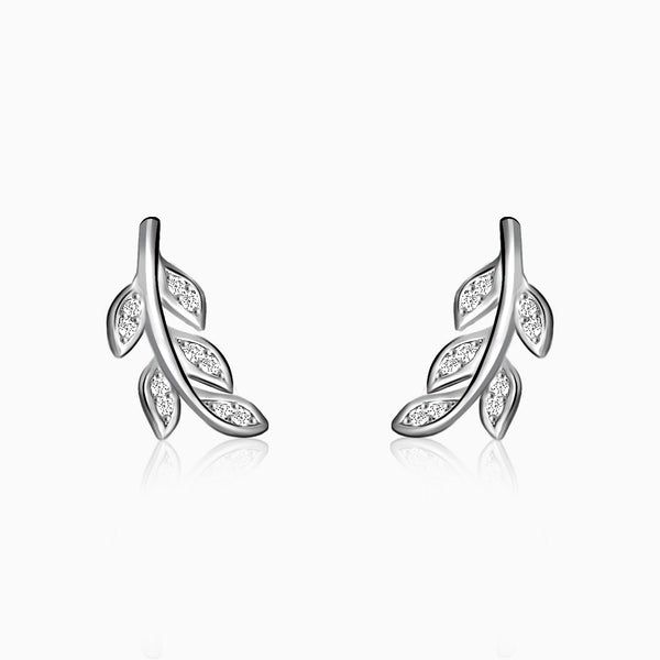 Silver Zircon Leaf Set
