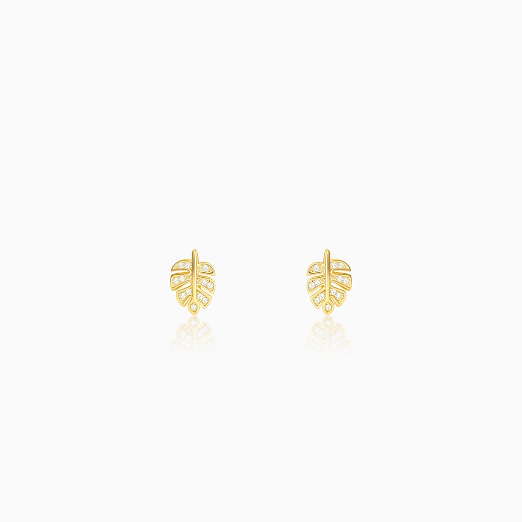 Golden Leaflet Stud Earrings