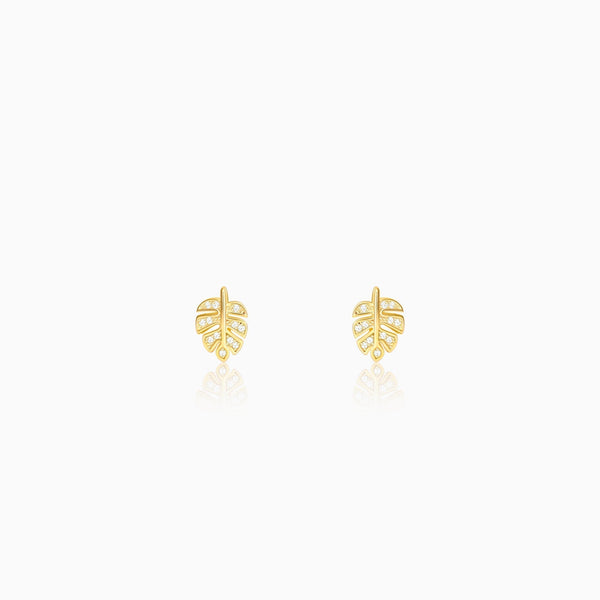 Golden Leaflet Stud Earrings