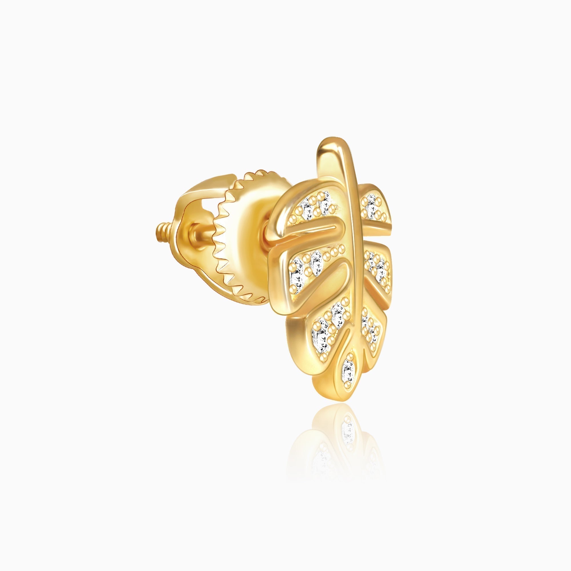Golden Leaflet Stud Earrings Secondary image