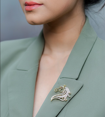 Stallion Spark Brooch – AAA+ Zircon Rhodium Pin for Blazer, Shirt & Bandhgala