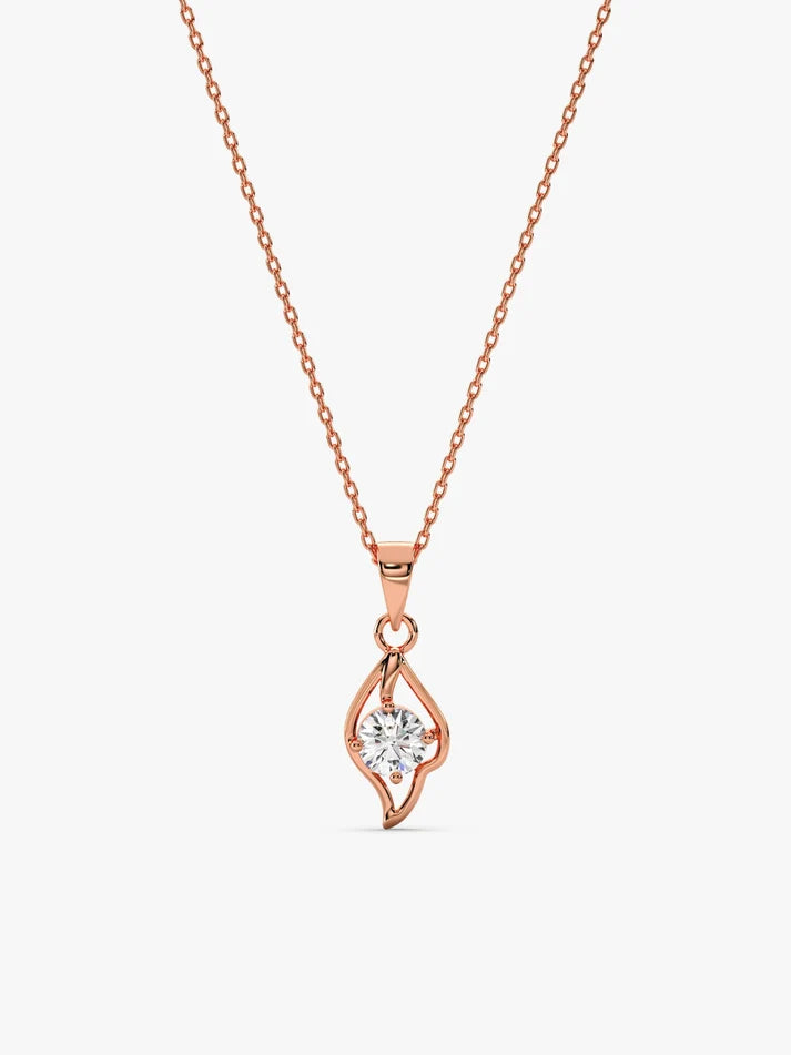 Rose Gold Falling Dew Pendant With Link Chain