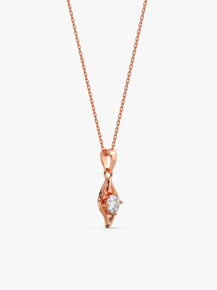 Rose Gold Falling Dew Pendant With Link Chain