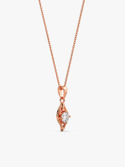 Rose Gold Falling Dew Pendant With Link Chain