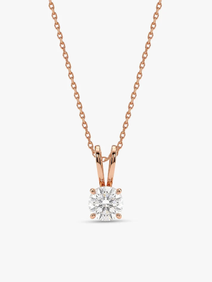 Rose Gold Zircon Pendant with Link Chain