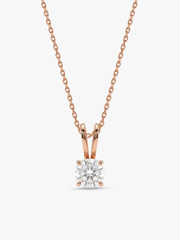 Rose Gold Zircon Pendant with Link Chain