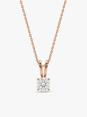 Rose Gold Zircon Pendant with Link Chain