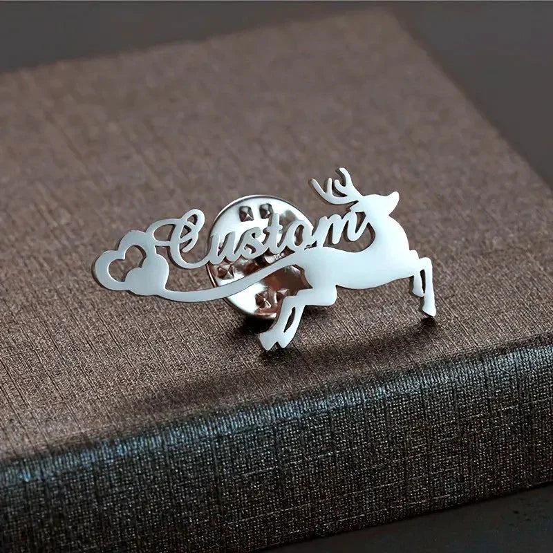 Personalized Deer Style Name Brooch Secondary image