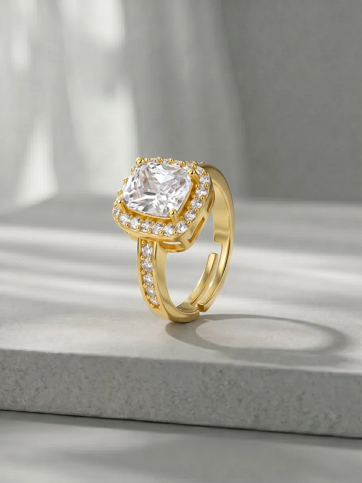 Golden Classic Solitaire Ring Main image