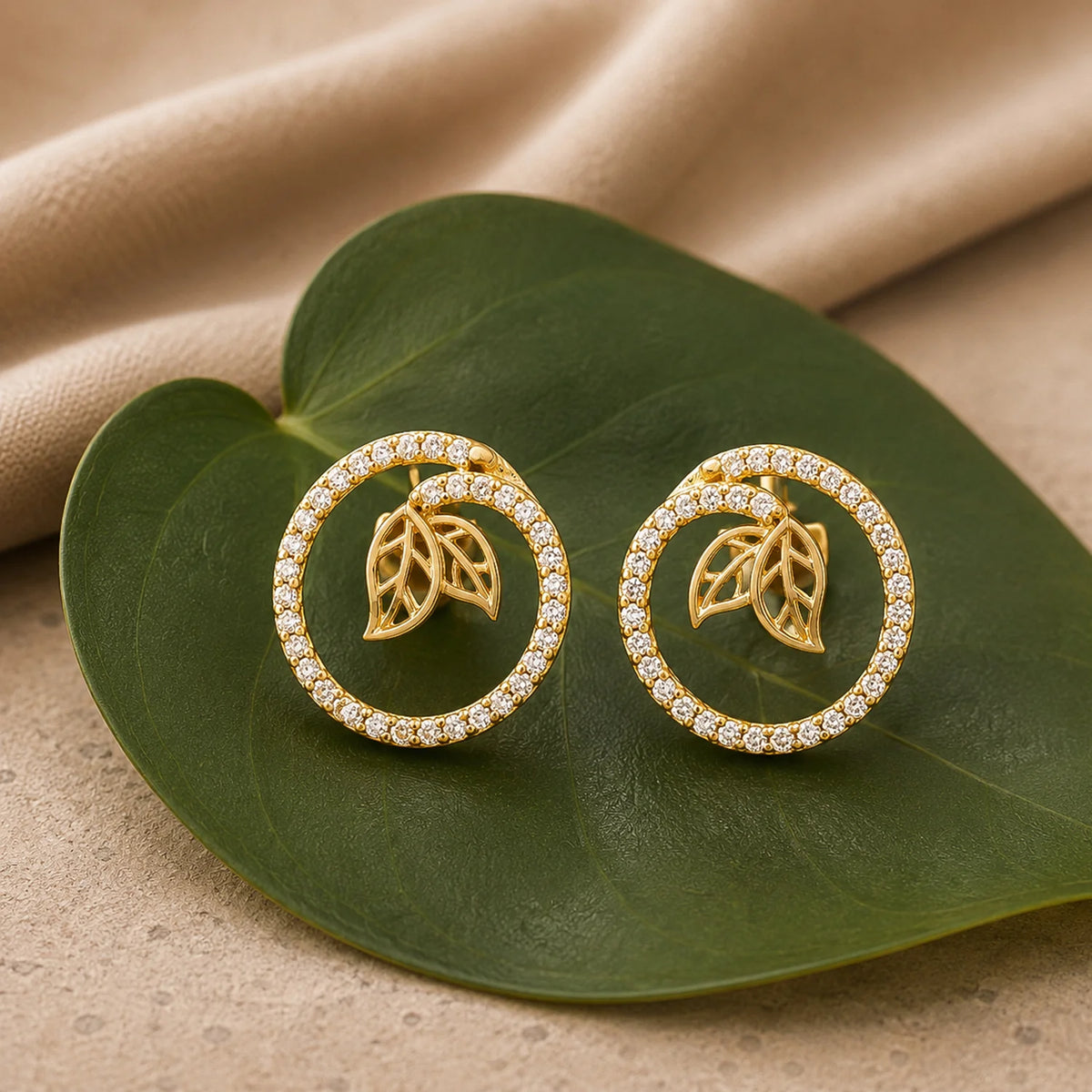 Leafy Affair Verdelle Halo Stud Earrings Main image