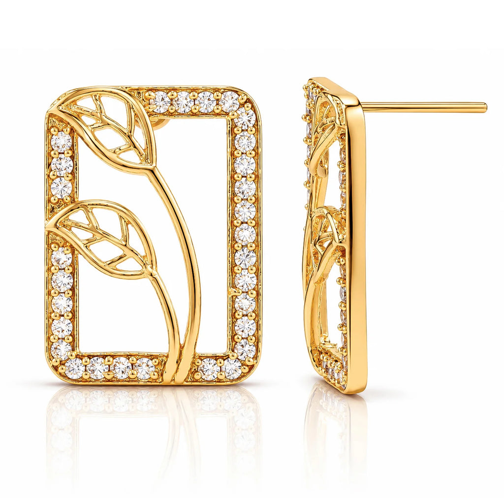 Leafy Affair Verdique Frame Stud Earrings