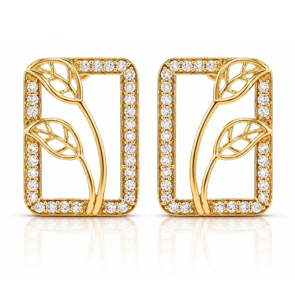 Leafy Affair Verdique Frame Stud Earrings