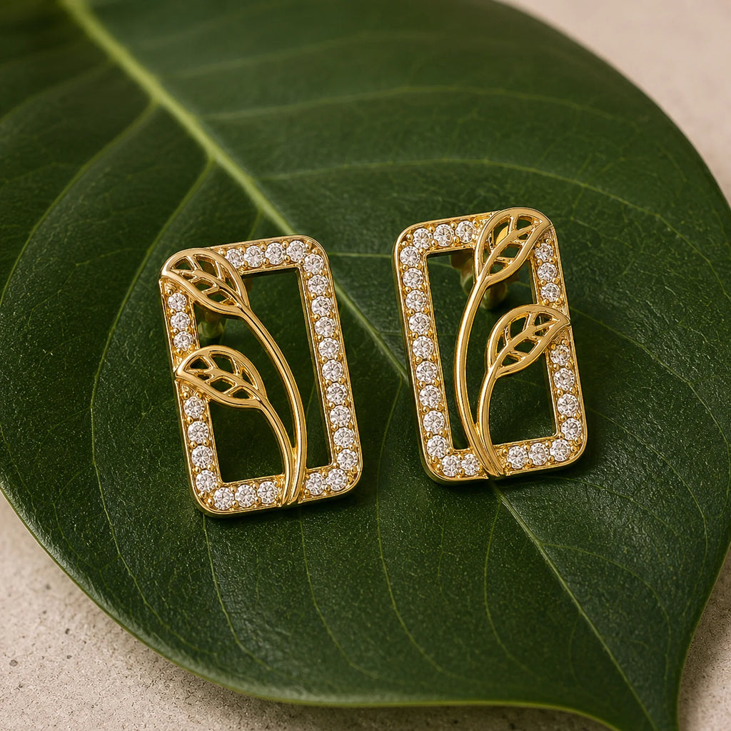 Leafy Affair Verdique Frame Stud Earrings