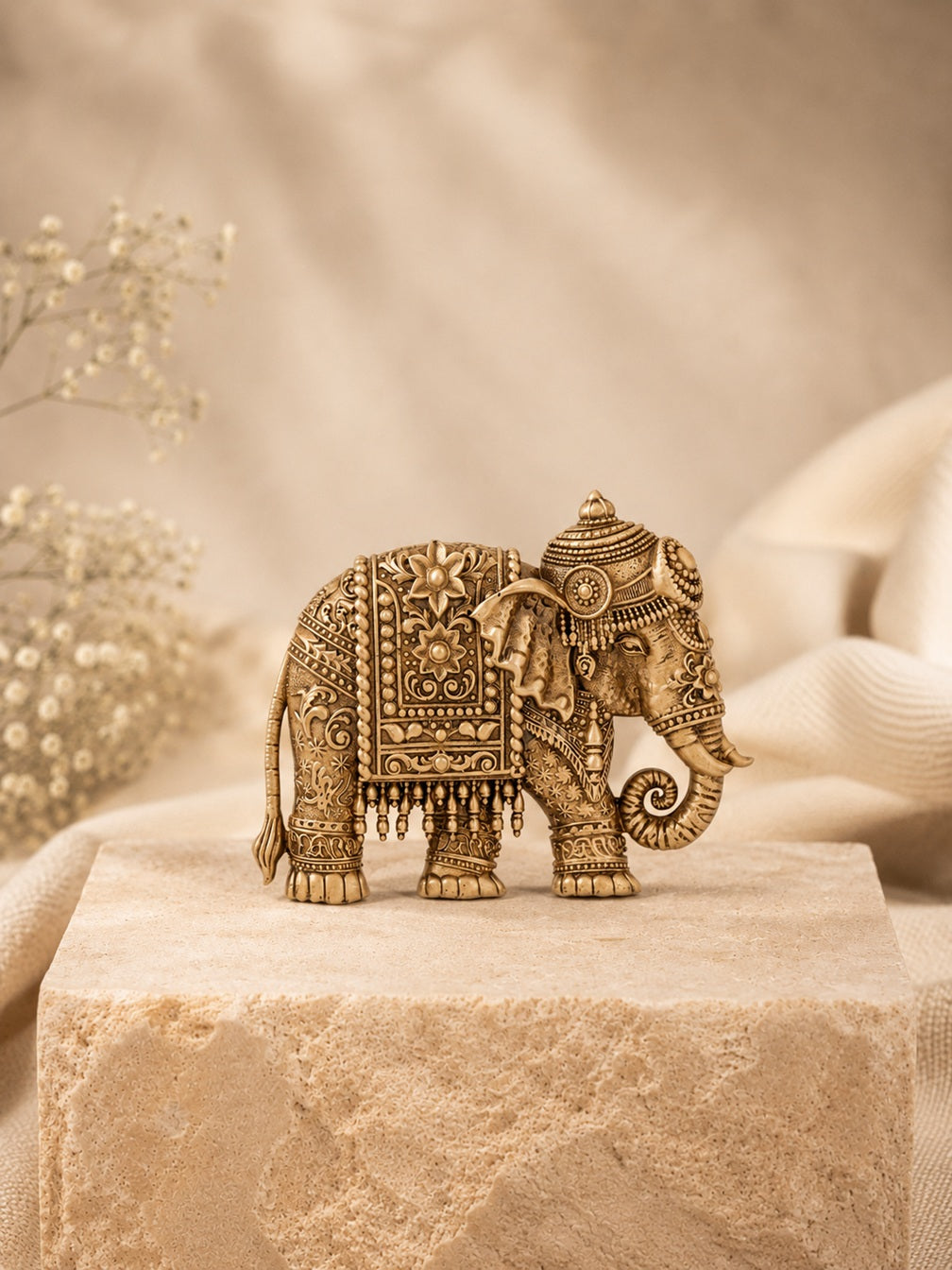 Elephant Heritage Antique Gold Brooch for Men Main image