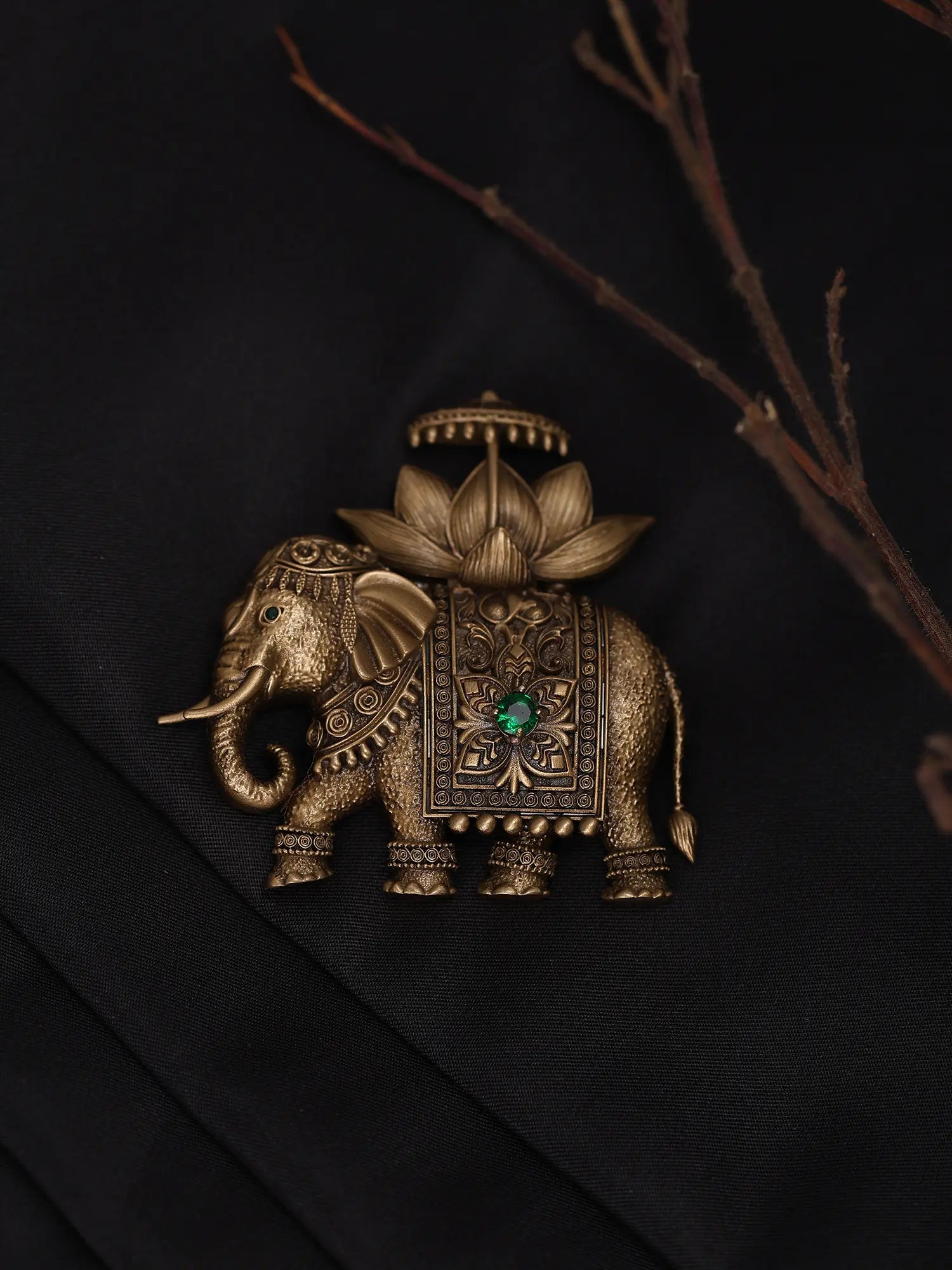 Brass Royal Elephant Brooch