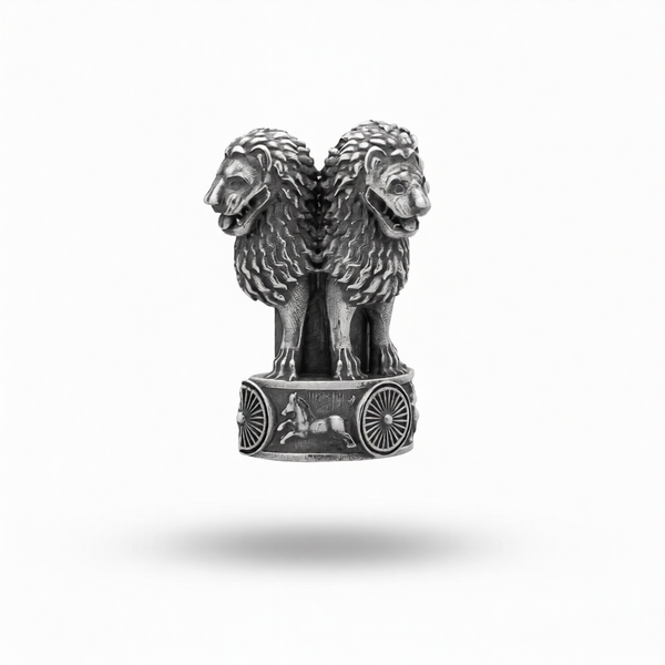 National Emblem Ashok Stambh Lion Sterling Silver Brooch Pin